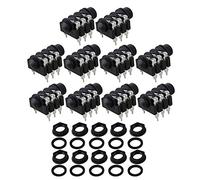 BQLZR panel negro con 6 clavijas para auriculares, negro, sonido estéreo, 6,35 mm, pack de 10