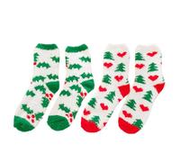 BQRKOTM 2 Pares Calcetines de Navidad Calcetines Divertidos Calcetines Termicos Calcetines de Invierno Calcetines Navideños para Mujer Niñas Hombres, Calcetines Divertidos para Adultos