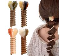 BQRKOTM 4 Uds. Diademas Trenzadas para el Pelo en forma de corazón, Gomas para el Cabello con Cordón para Teléfono, Coleteros de Plástico, Cuerda para el Cabello con Soporte para Cola de Caballo