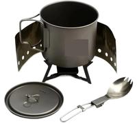 BQRTVXSD Compatible con el Sistema de cocción de Titanio Ultraligero TOAKS, Taza de 550 ml con Cuchara de Titanio, Juego for Acampar al Aire Libre