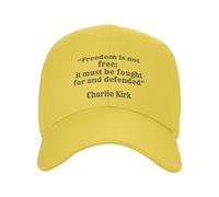 bqsjduidnc Charlie Kirk Freedom is Not Free, It Must Be Fought for and Defended Gorra de béisbol unisex para hombres y mujeres, amarillo, Talla única