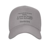 bqsjduidnc Charlie Kirk Freedom is Not Free, It Must Be Fought for and Defended Gorra de béisbol unisex para hombres y mujeres, gris, Talla única