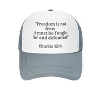 bqsjduidnc Charlie Kirk Freedom is Not Free, It Must Be Fought for and Defended Gorra de béisbol unisex para hombres y mujeres, gris, Talla única