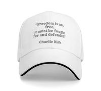 bqsjduidnc Charlie Kirk Freedom is Not Free, It Must Be Fought for and Defended Gorra de béisbol unisex para hombres y mujeres, blanco, Talla única