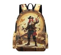 bqsjduidnc Mochila de gran capacidad para hombres y mujeres, bolsa de libros pirata Golden Secret Sea de tela Oxford duradera, mochila ligera para laptop para trabajo, negocios, senderismo