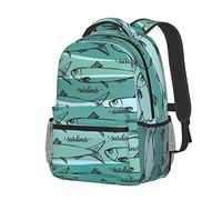 bqsjduidnc Mochila ligera de sardinas portuguesas para el colegio, senderismo, viajes, camping, mochila ligera