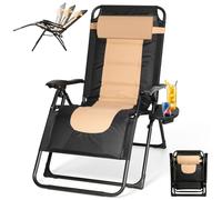 BQSWYD Tumbona plegable para jardín, resistente a la intemperie, ajustable, con reposacabezas y soporte para bebidas, hasta 150 kg, tumbona para exteriores, jardines, playa (beige)