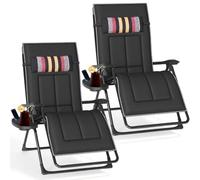 BQSWYD Tumbona plegable, tumbona de jardín ajustable, resistente a la intemperie, sillón de relax para jardín con reposacabezas y soporte para bebidas, hasta 150 kg, tumbona para exteriores, balcón o