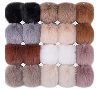 BQTQ 20 Piezas Pompones Artificial Piel Pompon Pompón de Imitación Pompón de Piel Sintética Bola Pompon para Gorros Bolsos Llaveros, 10 Colores