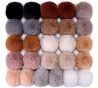 BQTQ 26 Piezas Pompones de Piel Sintética Pompones de Conejo de Piel Bolas para Gorro Llavero Bufanda Guante Bolso, Color Suave
