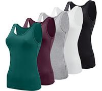 BQTQ 5 Piezas Camisetas Tirantes Mujer Camiseta sin Mangas Tank Top Camisola Básica Camisola de Tirante para Mujer, Negro, Blanco, Gris, VioletaRojo, CianOscuro, XL