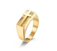 BQWXIEC Anillo de cruz, compañero divino de la fe, anillo de cruz cristiana vintage, regalo de joyería inspiradora para hombres y mujeres, US-9, Metal Plata de ley, Sin piedras preciosas