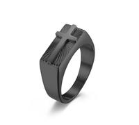 BQWXIEC Anillo de cruz, compañero divino de la fe, anillo de cruz cristiana vintage, regalo de joyería inspiradora para hombres y mujeres, US-12, Metal Plata de ley, Sin piedras preciosas