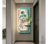 BQZKTVED 3D Wall Sculpture with LED Light,3D Vision Sandstone Wall Art Decor,Modern Lighted Wall Sculpture for Hallway,Entryway and Office(A-Green,70x140cm)