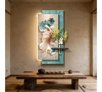 BQZKTVED 3D Wall Sculpture with LED Light,3D Vision Sandstone Wall Art Decor,Modern Lighted Wall Sculpture for Hallway,Entryway and Office(B-Green,40x80cm)