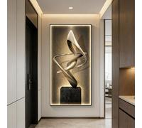 BQZKTVED Valdoza Gran Escultura de Pared 3D con Luz LED,Cuadro de Pared LED 3D para Sala de Estar,Dormitorio y Entrada de Oficina(F-Black,70x140cm)