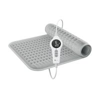 BR Bringer almohadilla térmica infrarroja con desconexión automática - 6 ajustes de calor (25-60°C), protección contra sobrecalentamiento, lavable, pantalla LED, franela extra suave (gris, 70 x 40 cm)