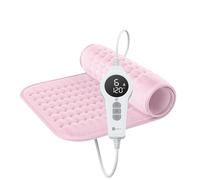 BR Bringer almohadilla térmica infrarroja con desconexión automática - 6 ajustes de calor (25-60°C), protección contra sobrecalentamiento, lavable, pantalla LED, franela extra suave (rosa, 60 x 30 cm)
