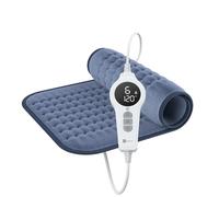 BR Bringer almohadilla térmica infrarroja con desconexión automática - 6 ajustes de calor (25-60°C), protección contra sobrecalentamiento, lavable, pantalla LED, franela extra suave (azul, 60 x 30 cm)