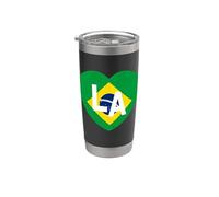BR Flag Brazil World Country LA USA Heart Los Ángeles Brasil Vaso térmico de acero inoxidable de doble pared