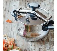 BRA New Star Olla Express de puente 11 Litros, Fabricada en Acero Inoxidable 18/10, Con 2 Sistemas de Seguridad a Presión y Sistema de Bloqueo de Apertura, Apta para Todo Tipo de Cocinas