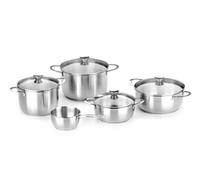 BRA Ancora - Menaje de 5 piezas, acero inoxidable 18/10, apta para todo tipo de cocinas incluida inducción.