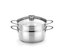 BRA Ancora - Set para cocinar al vapor, acero inoxidable 18/10, con tapa de cristal, 24 cm