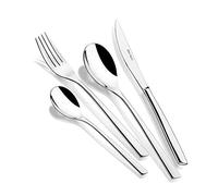 BRA Bari Set de cubiertos de 24 piezas de acero inoxidable con cuchillo chuletero, acero inoxidable 18/10, diseño contemporaneo, acabado pulido brillante, espesor 3.5 mm (6 comensales)