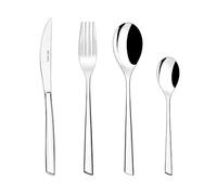 BRA Bari - Set de cubiertos de 24 piezas de acero inoxidable con cuchillo chuletero, acero inoxidable 18/10, diseño contemporaneo, acabado pulido brillante, espesor 3.5 mm (6 comensales)