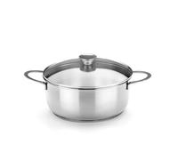 BRA Braisogona_A390356 Ancora - Cacerola, 26 cm, Acero Inoxidable 18/10, con Tapa de Cristal