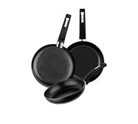 BRA Design Set de 3 sartenes de aluminio forjado con antiadherente, 18|22|26 cm, aptas para todo tipo de cocinas incluida inducción y vitrocerámica, Color Negro