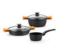 BRA Efficient Batería 5 Piezas Aluminio Fundido Antiadherente, apta todo tipo de Cocinas e Inducción