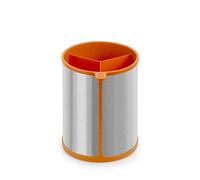 BRA Efficient Bote Giratorio para Utensilios de Cocina, Acero Inoxidable 18/10 y Silicona, Naranja, 14.5 x 15 x 18 cm