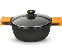 BRA Efficient | Cacerola alta con tapa de cristal y asas de silicona extraíbles, diámetro 24 cm, apta para inducción