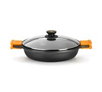 Cacerola Baja Bra Efficient 20cm - Aluminio Fundido, Tapa y Asas Silicona