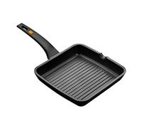 BRA Efficient Grill asador con rayas, aluminio fundido con antiadherente, apto para todo tipo de cocinas incluido inducción, libre de PFOA, negro, 22 x 22 cm