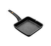 BRA A271428 Efficient - Grill Asador con Rayas, Aluminio Fundido con Antiadherente Platinum Plus, Apto para Todo Tipo de Cocinas Incluido Inducción, Libre de PFOA, Negro, 28 x 28 cm