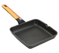 BRA Efficient Orange | Grill asador liso, 28 cm, aluminio fundido con antiadherente Platinum Plus, apto para inducción