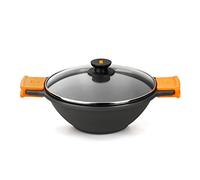 BRA Efficient Sartén Wok/cacerola cóncava 28 cm, con tapa de cristal, asas de silicona