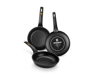 BRA Efficient | Set de 3 sartenes, 20-24-28 cm | Aluminio fundido con antiadherente, apta para todo tipo de cocinas incluida inducción, libre de PFOA