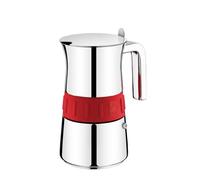 BRA Elegance | Cafetera Italiana, Acero Inoxidable, Gris y Rojo, 4 tazas
