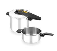 BRA Excellent | Set olla a Presión Rápida de Fácil Aberura de 4+7 Litros, Fabricada en Acero Inoxidable 18/10, 2 Programas de Cocción y Sistema de Bloqueo de Apertura, Apta para Todo Tipo de Cocinas