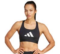 adidas Sujetador gráfico Powerreact con Logotipo Grande para Mujer, Negro, L