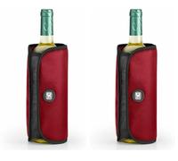 BRA Funda enfriadora Botellas de Vino o Cava, Tejido Impermeable, Ajuste elástico Lateral, Naranja (Paquete de 2)