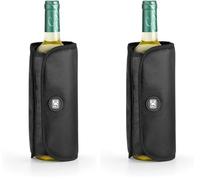 BRA | Funda enfriadora Botellas de Vino o Cava, Tejido Impermeable, Ajuste elástico Lateral, Negro (Paquete de 2)
