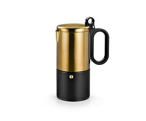 BRA Kaffe | Cafetera acero inox 10 tazas | Negro y cobre, apta para todo tipo de cocina e inducción