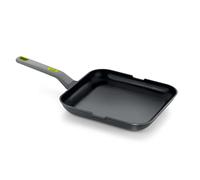BRA Life Grill liso 28 cm fundición Aluminio 100% Reciclado, Antiadherente cerámico Reforzado sin PFOA, sin PTFE, Apta para Todo Tipo de cocinas e inducción