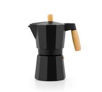 BRA Market | Cafetera 12 tazas (610 ml), cuerpo de aluminio, asa y pomo de madera de haya natural, full induction, apta para todo tipo de cocinas incluida inducción