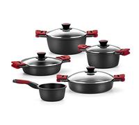BRA Premiere | Batería 9 Piezas Aluminio Fundido Antiadherente | Incluye Asas Desmontables, Libre de PFOA, Apta para Todo Tipo de Cocinas y Horno