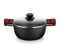BRA Premiere Cacerola alta 20 cm, Aluminio Fundido, Tricapa, Revestimiento Antiadherente reforzado, 2 asas de Silicona Desmontables, Apto para todo tipo de Cocinas incluida Inducción, color Rojo